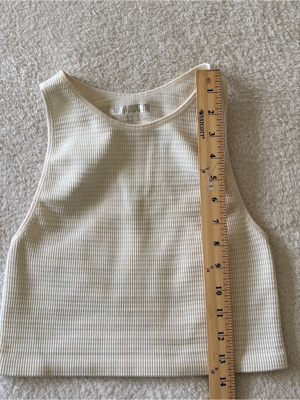 Forever 21 Cream Ribbed  Racerback Crop Tank Top - Picture 6 of 10